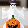 Halloween Ghost Pumpkin Statue Spooky Wizard Hat Sunglasses Ghost Resin Figurine Sculpture Holiday Party Home Desktop Decoration Ornament