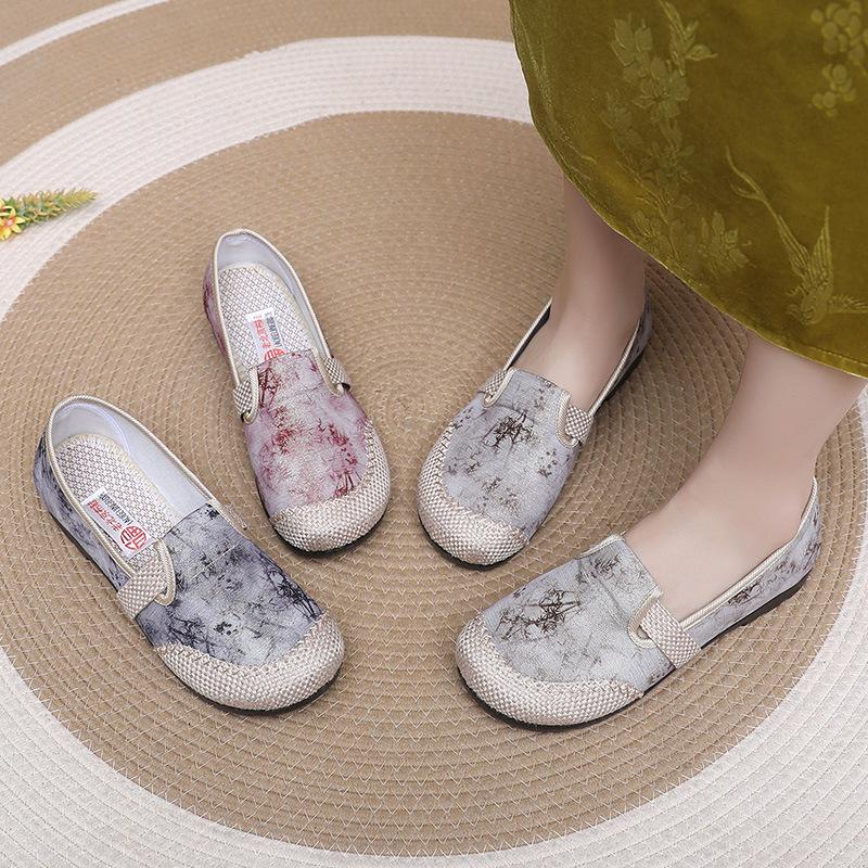 Женские повседневные мягкие холщовые мокасины, удобная обувь для вождения, легкая нескользящая модельная обувь для женщин, дышащая рабочая обувь на плоской подошве с низким верхом