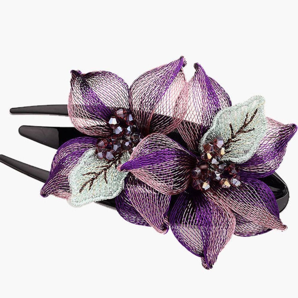 Korean Style Women Hairpin Large Crystal Headdress Jewelry Flower Hairclip  Gift