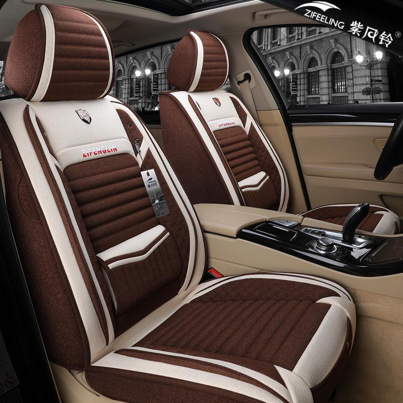 Льняной чехол для сиденья автомобиля Binyue Four Seasons - 2021 г., дизайн с полным объемом