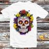 Floral Sugar Skull Day of the Dead Dia De Muertos T Shirt B1153