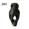 Desktop Ornament 3D Printed Owl Figurine, Hollow Modern Art Sculpture with Matte Black Finish, Minimalist Desk Decor for Home Office Bookshelf,