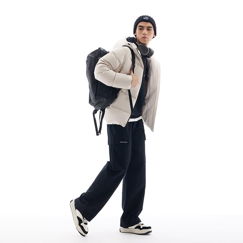 Anta Snow Shell Four Defense Technology Белый утиный пуховый пуховик с капюшоном, быстросохнущий, водонепроницаемый, ветрозащитный, устойчивый к масляным пятнам 952447901-1