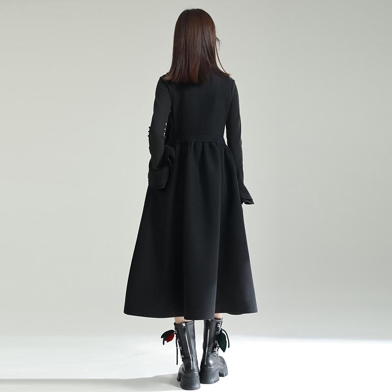 Осень/Зима 2025 Шерстяное платье А-силуэта с бретелями, украшенными бантами