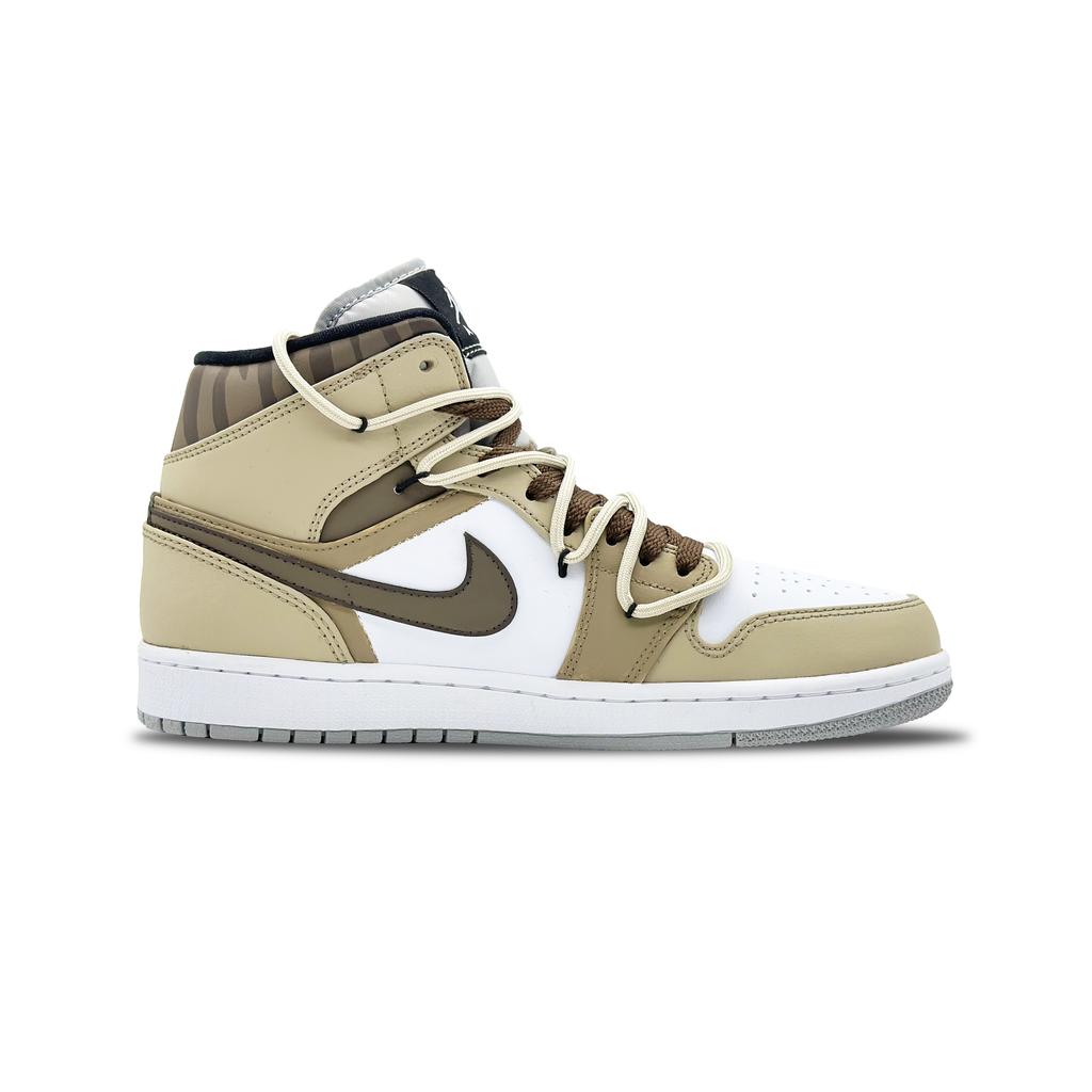 Jordan Air Jordan 1 Bear Fun Wander Нескользящие Устойчивые к истиранию Средневысокие Винтажные Баскетбольные Кроссовки Мужские Кофейный 554724-092(Команда617-)