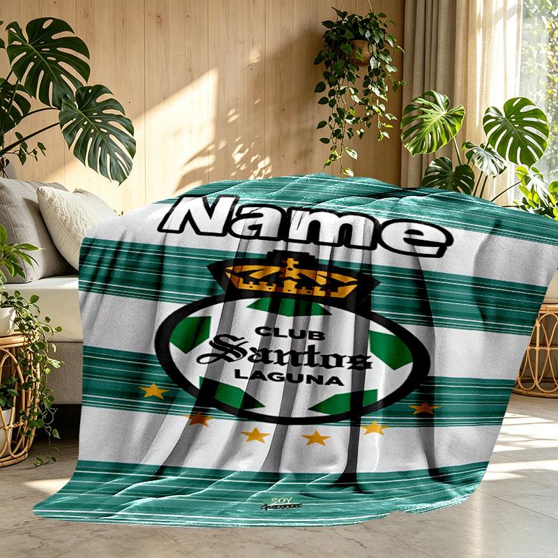 Custom Name Personalized Club Santos Laguna Print Blanket, Home Decor, Bedroom, Sofa, Camping, Couch, Gifts for Birthday Christmas