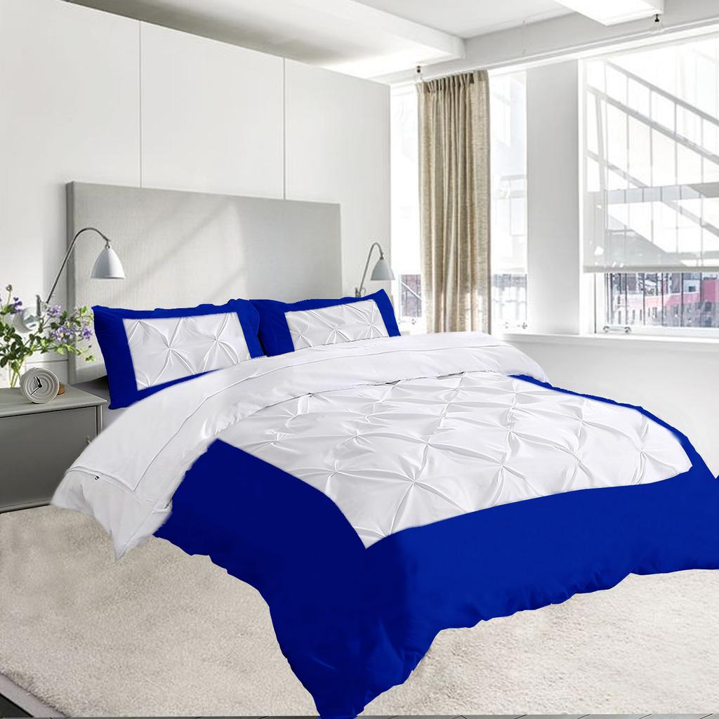 Dual Tone 600TC 3PC Duvet Cover Set 100% Egyptian Cotton - Dual Design, Multi Sizes & Colors (1 Duvet Cover & 2 Pillow Shams)