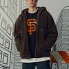 New Era Logo Embroidered Hooded Drawstring Loose Jacket Unisex jackets Brown 13338645