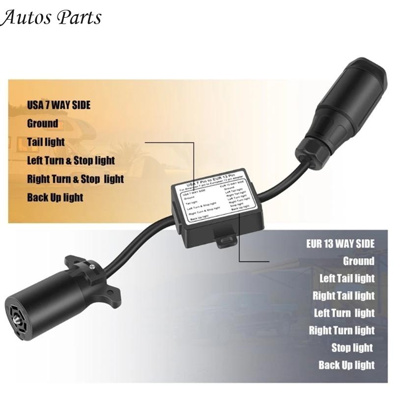 57BA Multifunctional 7 Pin to 13 Pin Trailer Connector Converter for Enhanced Driving Safety Brake And Tail Light Connection
