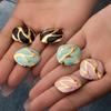 Vintage Colorful Drop Oil Square Stud Earrings for Women Personality Contrasting Colors Irregular Earrings Fashion Party Zircon