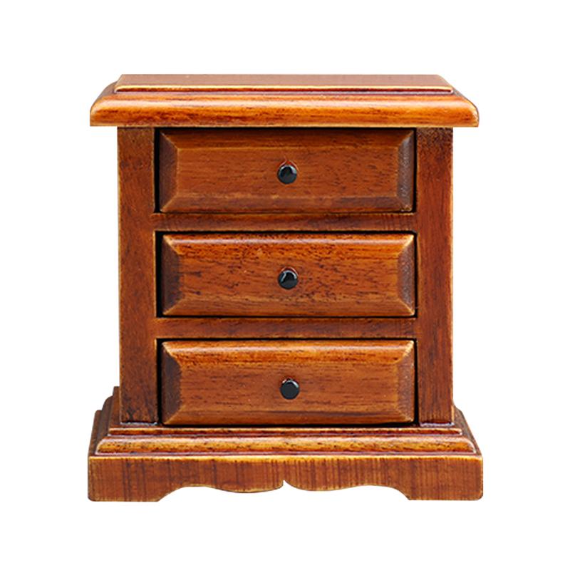 Миниатюрная тумбочка из каштана, комод, шкаф для хранения 1:12 Кукольный домик DIY Аксессуары Модель мебели Игрушка