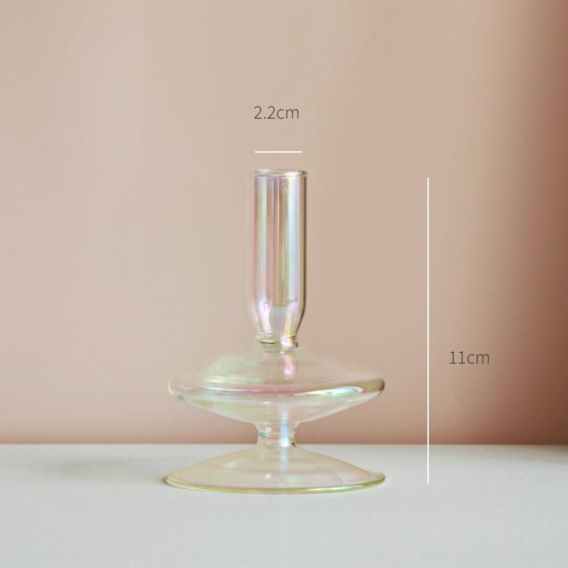 Glass Candle Holder Home Decor Nordic Rainbow Vase Flower Table Living Room Decoration Candlestick Holder for Wedding
