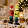Tea Light Candle Stand Nutcracker Resin Holder Pastel Christmas Soldier Figurine for Desktop Sculpture Desk Shelf Festive Home Tabletop Decor,