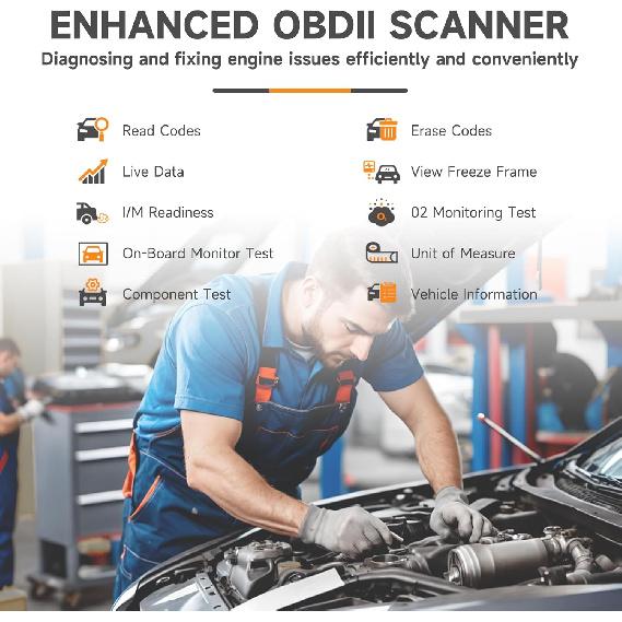 FOXWELL NT201 OBD2 Сканер Читатель Кодов для Автомобилей и Грузовиков - Сброс Индикатора «Проверьте Двигатель», Чтение и Удаление Кодов Неисправностей, Инструмент Диагностики Данных в Реальном Времени для Всех