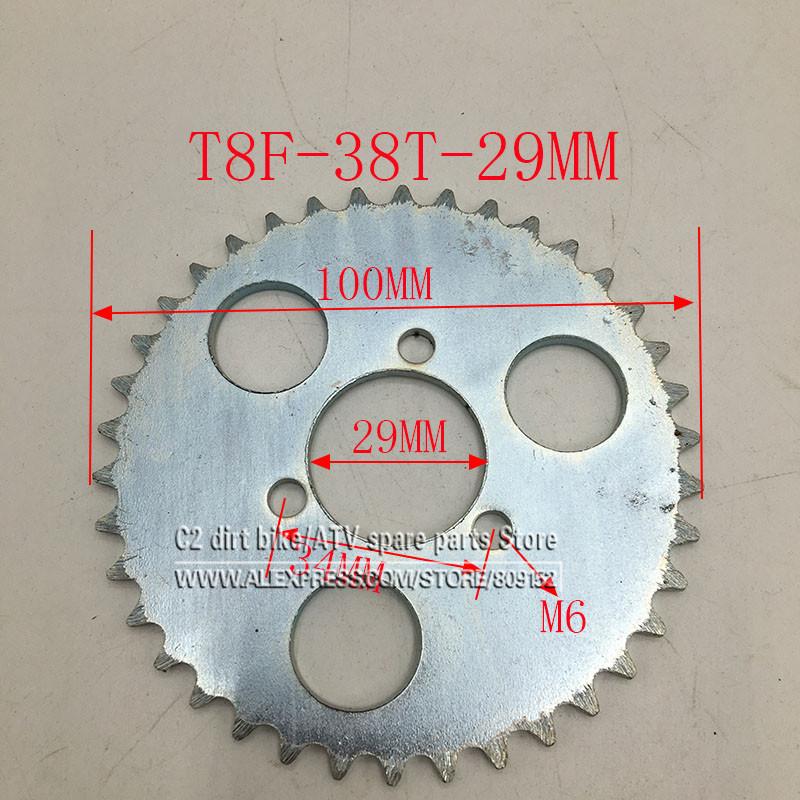 Задняя звезда T8F 35T 38T 44T 54T 64T 74T 35MM 29MM 26MM 54MM ДЛЯ 47cc 49cc Мини Мото Квадроцикла ATV Питбайка Кроссового Велосипеда Запчасти