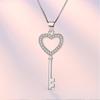 925 Sterling Silver Jewelry Cz Zircon Crystal Love Heart Key Pendant Necklace For Women Gift Chain Collares S -N74