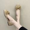 Fashion Women's Flat Shoes Square Toe Low Heel Elegant Ladies Footwear with Bow Dress Popular Stylish Cheap Clearance Korean Style Shoe