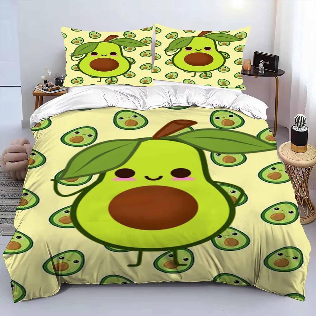 Постельный комплект «Авокадо», 3D-рисунок, мягкий микрофибровый комплект пододеяльника, фруктовое одеяло и наволочка 50 x 75 см на молнии