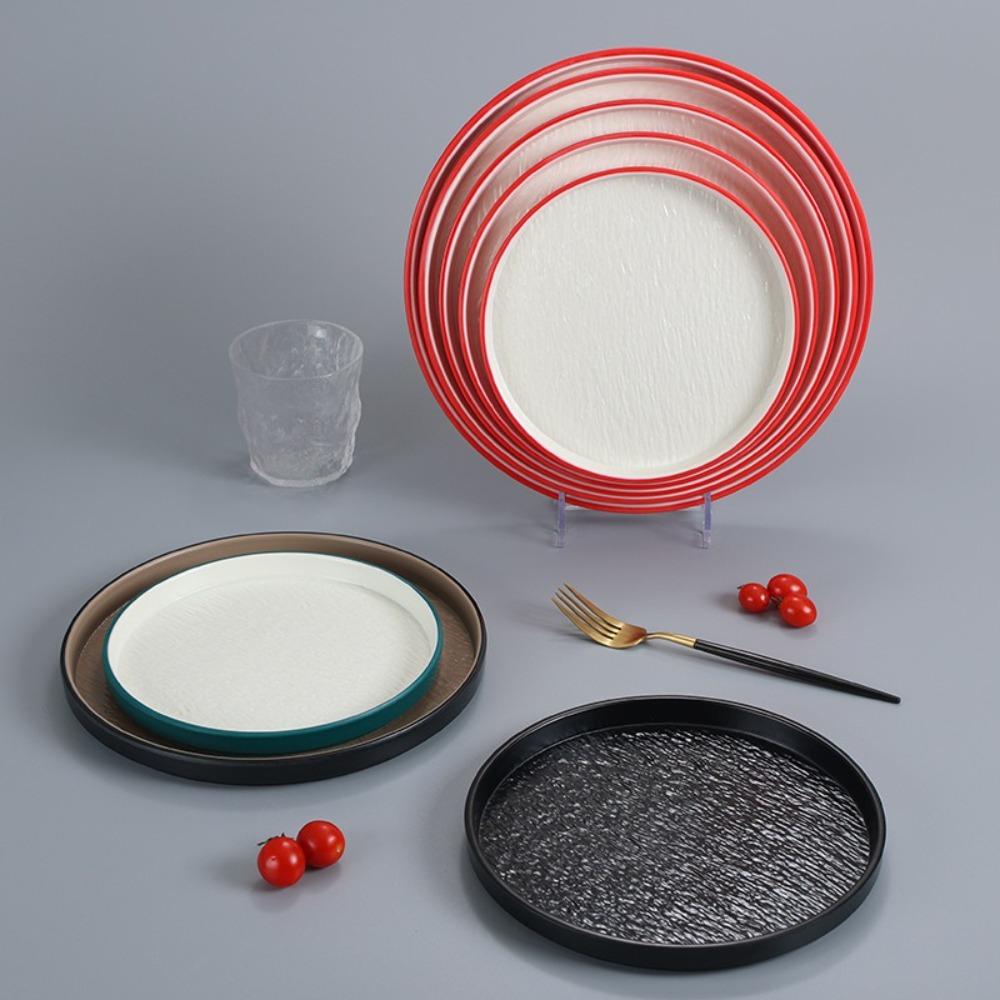 Round Steak Plate Stone Grain Fruit Salad Plate Simple Western Food Plate  Kitchen