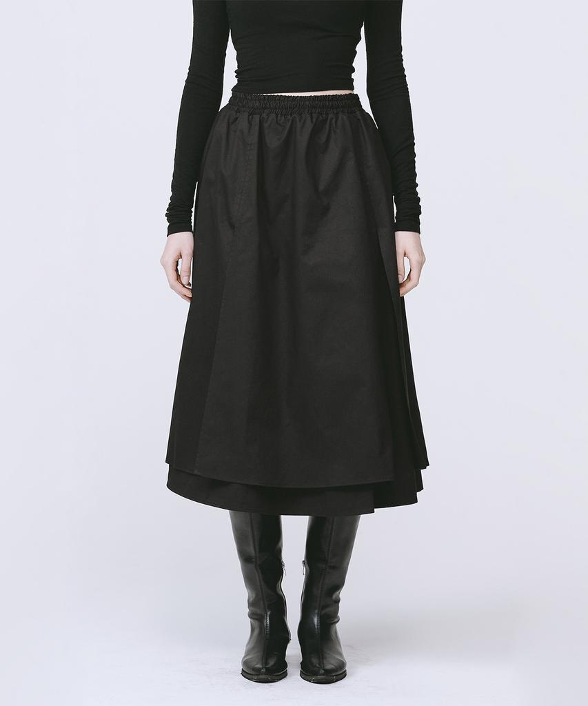 Monophobia Double Flared Cotton Skirt Black Double Flare Slit Skirt Black