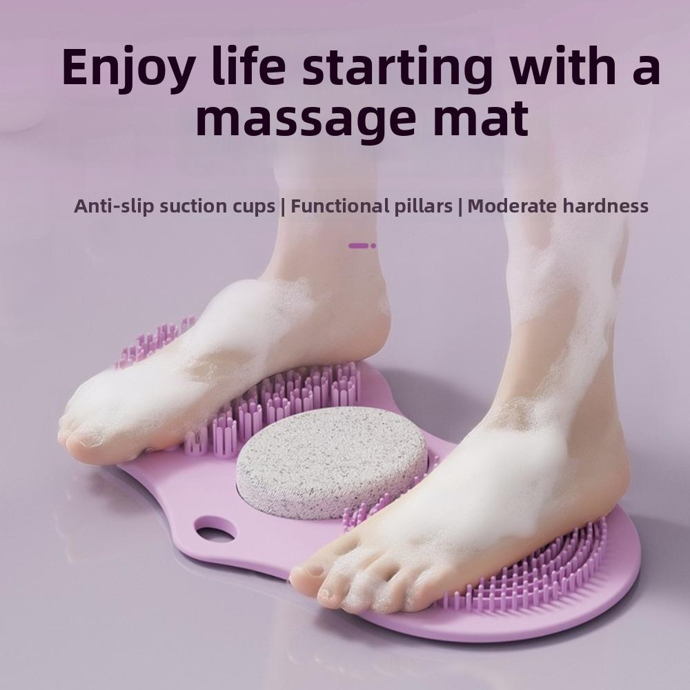 Pumice Stone Shower Massager Mat Suction Cups Exfoliating Foot Mat  for Feet and Back