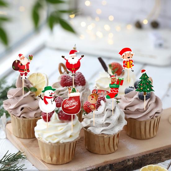 1 Set Cake Topper Exquisite Christmas Hanging Flag Festive Cake Inserts for Holiday Parties Decorations