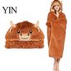 Animal Themed Blanket Wearable Hoodie, Adults Oversized Fleece Sweatshirt Halloween Costume Shawl Sleepwear, Cosplay Plush Hooded Cape Cozy Loungewear