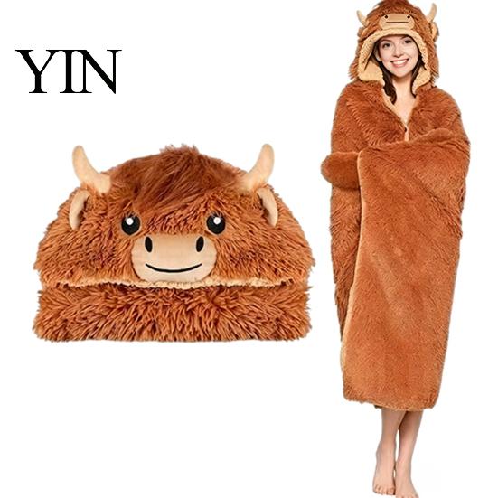 Animal Themed Blanket Wearable Hoodie, Adults Oversized Fleece Sweatshirt Halloween Costume Shawl Sleepwear, Cosplay Plush Hooded Cape Cozy Loungewear