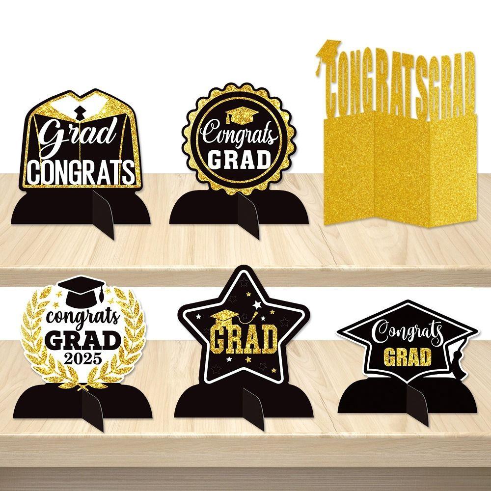 Черно-золотой выпускной настольный орнамент Поздравляю выпускника GRAD Тема Декор Одноклассники