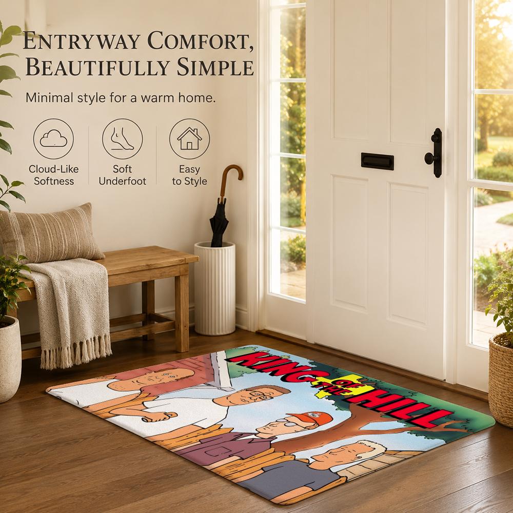 Anime K-King Of The H-Hill Floor Mat Cozy Minimalist Flannel Area Rug Anti-Slip Washable Bedroom Living Room Decor