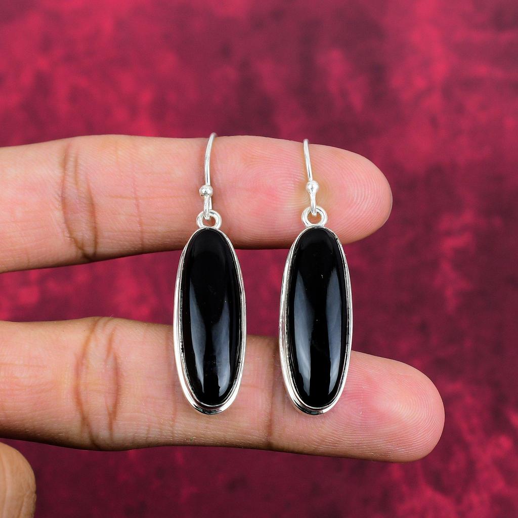 Серьги из цельного серебра 925 пробы с черным ониксом, серьги из драгоценных камней ручной работы на День памяти