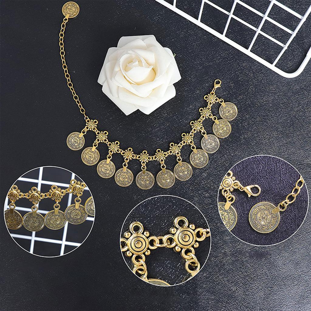 Этническая племенная монета кисточки браслет на лодыжку цепь для женщин цепочка на ногу с регулируемой длиной аксессуары для пляжа и танцев