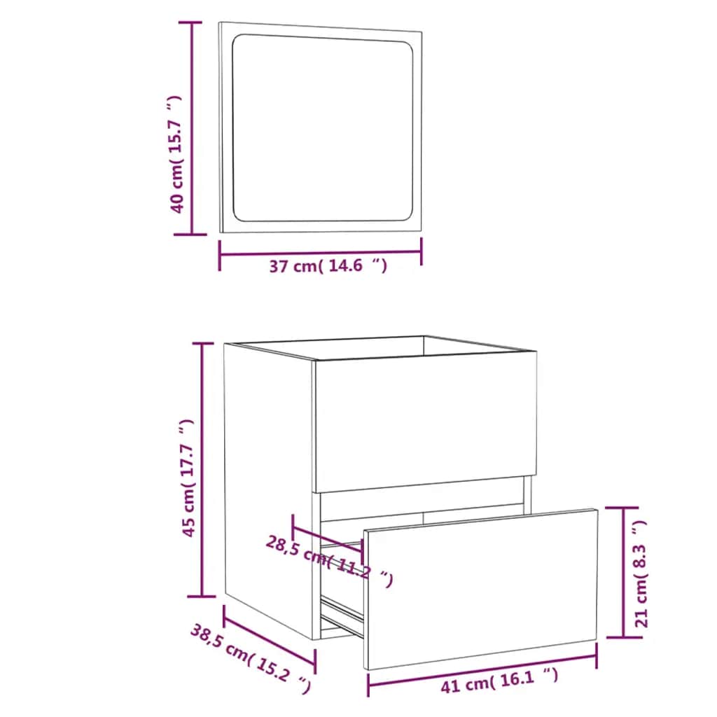 Bathroom Cabinet with Mirror Smoked Oak Wood Based Material