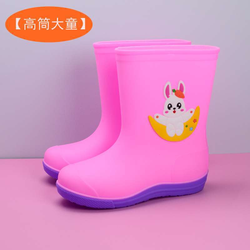 Big Children Rain Boots Boys Girls Baby Children Rain Shoes Non-slip Waterproof Children Cartoon Velvet Student Water Shoes Cute