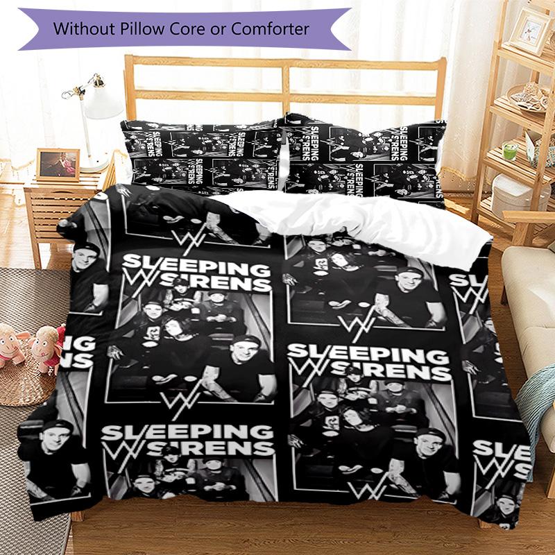 3pcs Sleeping With Sirens pattern bedding set duvet cover set includes duvet cover &pillowcases,perfect all season bedroom decoration&gift