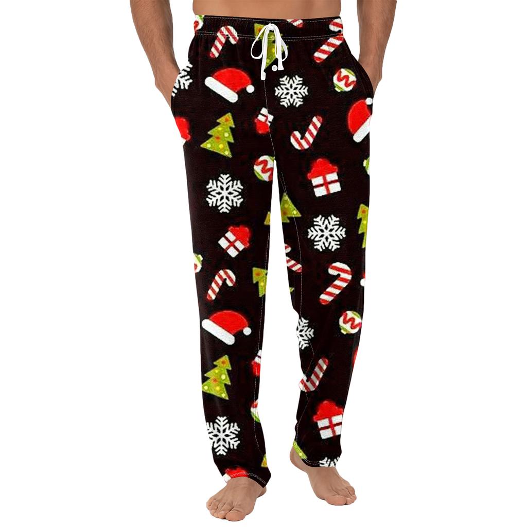 Мужские повседневные брюки с однотонным вязанным узором и карманами для домашней пижамы