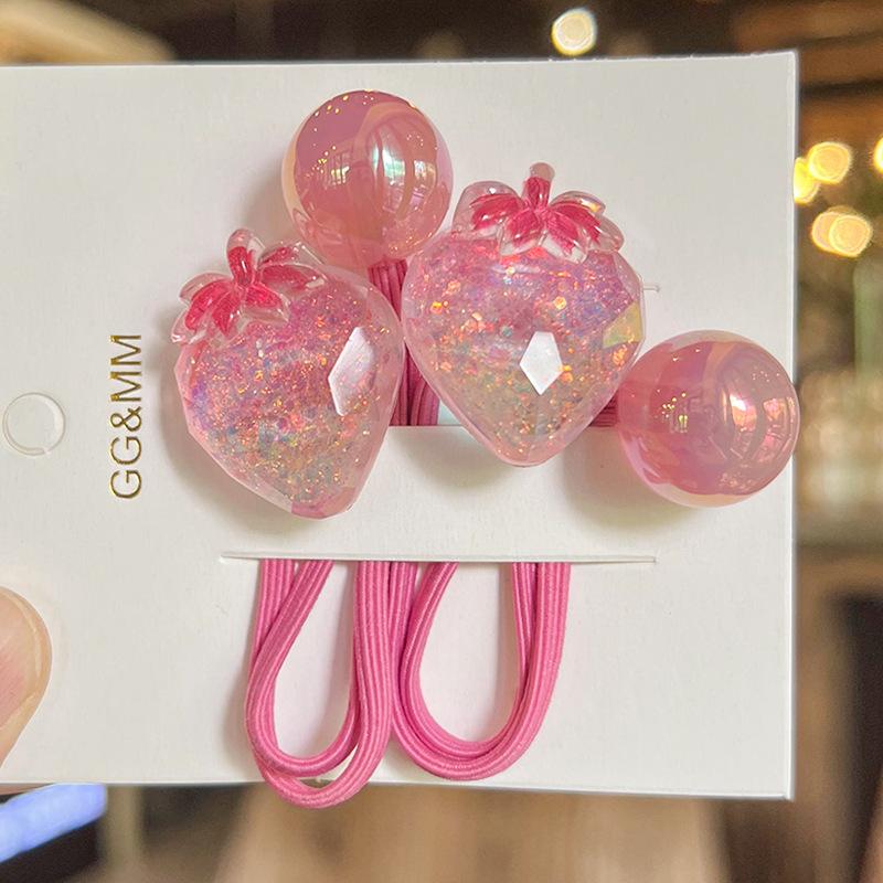 2PCS Lovely Colorful Gradient Strawberry Girls Elastic Hair Bands Princess Hair Accessories Children Hair Ties Baby Headwear