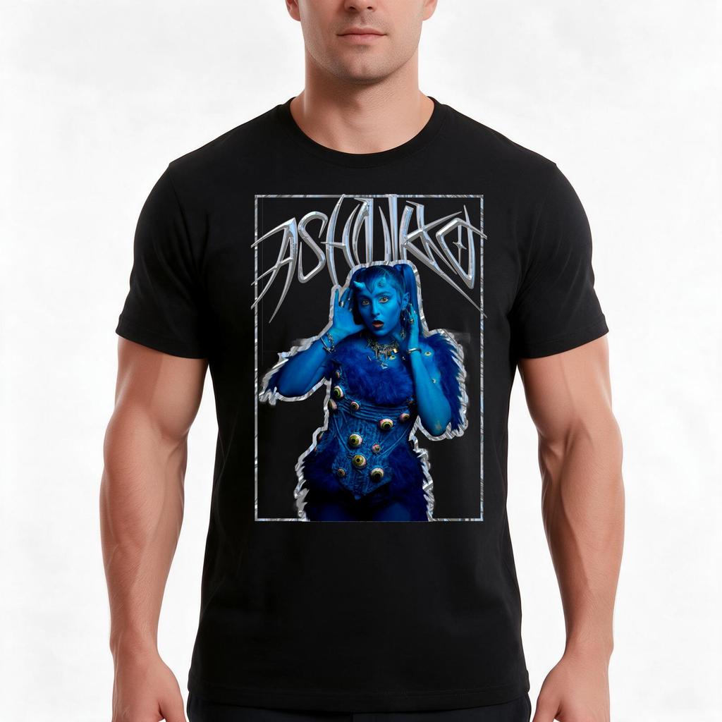 Ashnikko blue devil clear background TShirt Summer Casual Cotton Tee Oversized Streetwear Tops Vintage Graphic Print