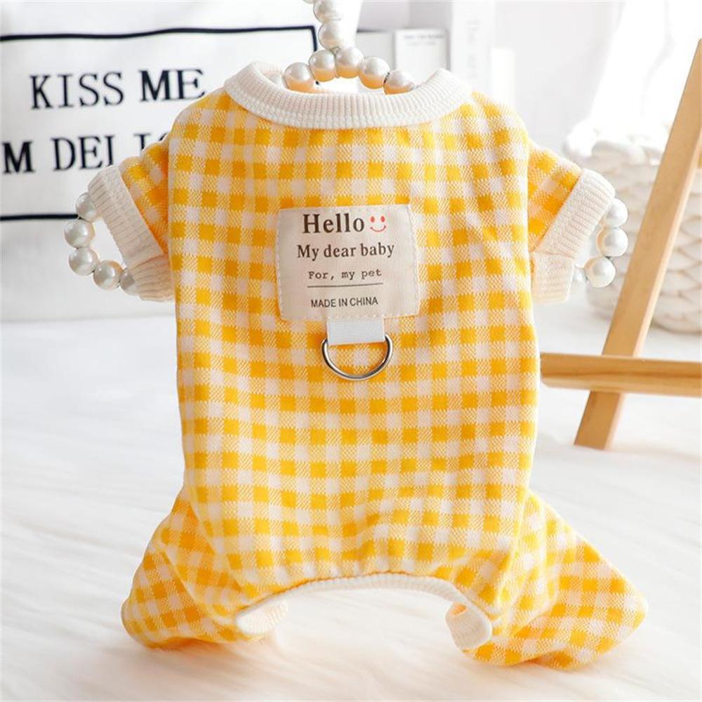 Spring Autumn Puppy Dog Jumpsuit with Traction Ring Plaid Pet Rompers Overalls for Small Dogs Yorkshire Maltese Mascotas Pajamas