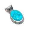Серебряный кулон с натуральным бирюзовым камнем из стерлингового серебра 925 пробы — овальный дизайн ручной работы, повседневная бижутерия, подарок на день матери