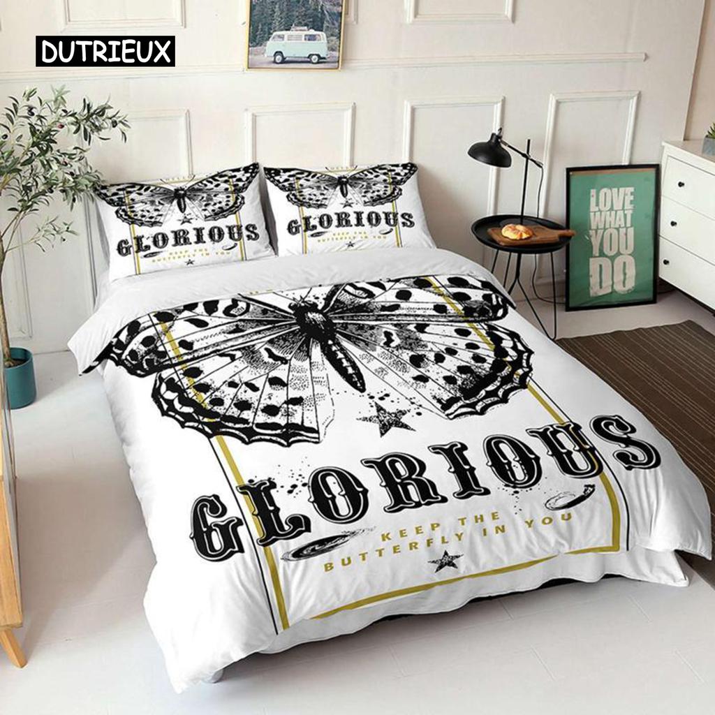 Комплект пододеяльников с бабочками размера Queen, сине-белое одеяло с принтом бабочек для девочек, детей и подростков, микрофибровое одеяло