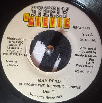 7-дюймовая пластинка DON T - Man Dead  NONE Steely & Clevie 1993 Ямайка Регги, Ска и Даб Б/у