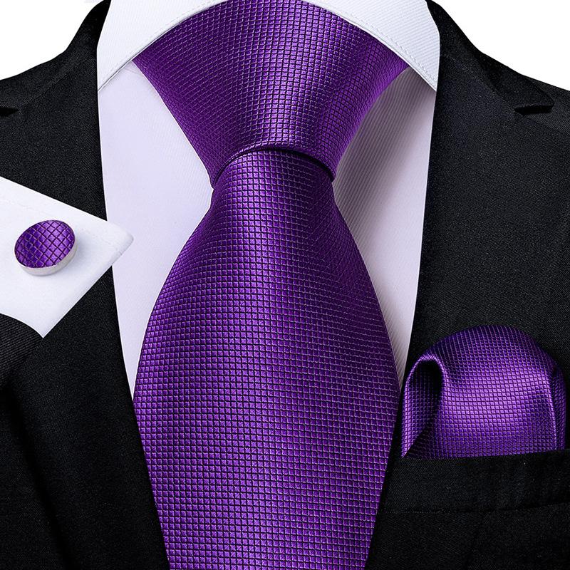 2025 Luxury Mens Necktie Set Business Tie Silk Hanky Cufflinks Set