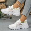 2025 Mesh White Running Sneakers, Breathable Women's Thick-soled Fashionable Lace-up Casual Shoes