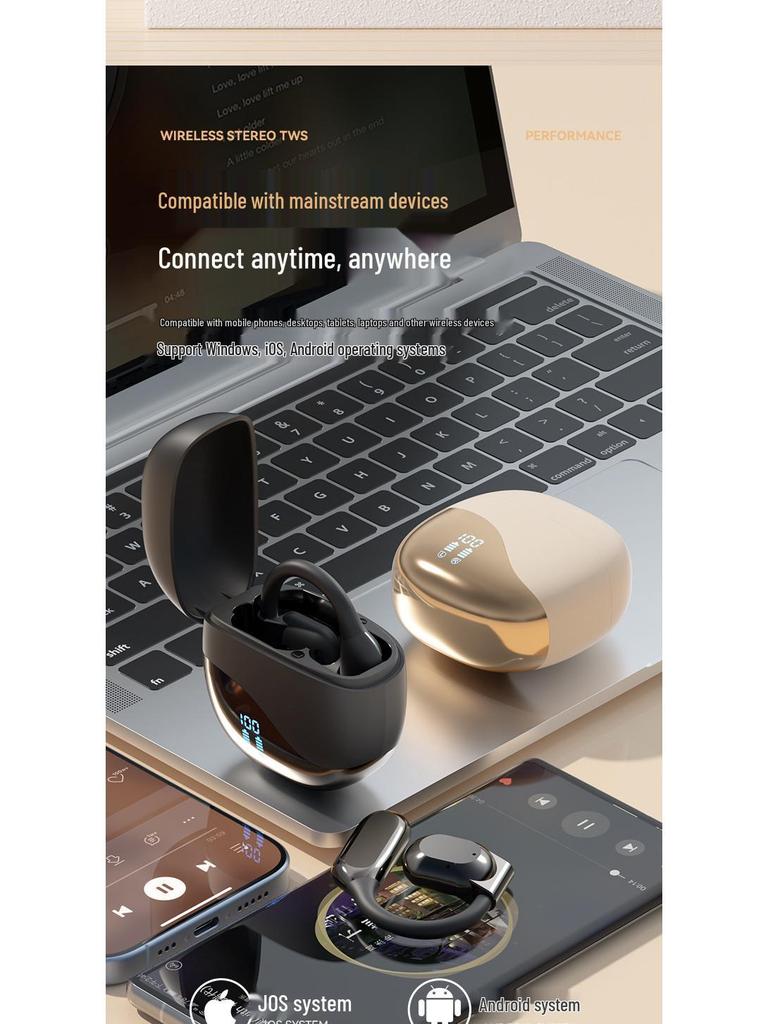Новые беспроводные Bluetooth-наушники с костной проводимостью и креплением-крючком: Длительное время работы от аккумулятора, Конструкция с открытыми ушами, Спортивные OWS с функциями перевода