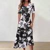 Женское повседневное модное платье-миди без рукавов с цветочным принтом и нерегулярным подолом с круглым вырезом