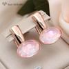 Fashion Egg Shape Oval Crystal Drop Earrings For Women Wedding Jewelry Rose Gold Color Smooth Metal Eardrop