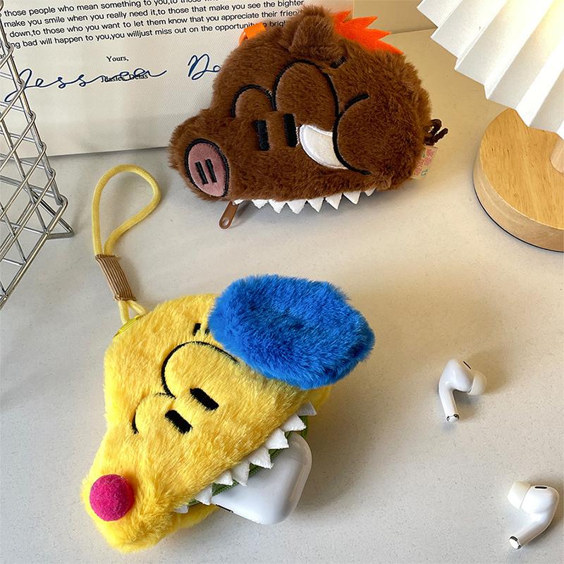 Кавайный плюшевый кошелек для мелочи в виде щенка дикого кабана, креативный мультяшный маленький кошелек, брелок, милый кошелек для мелочи, кошелек на молнии