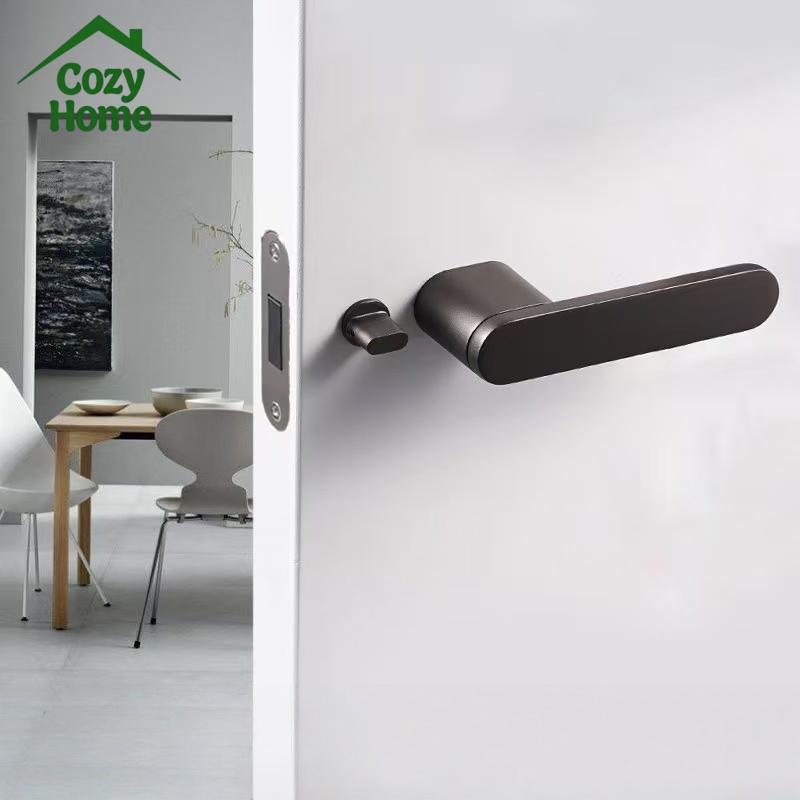 Modern Minimalist Zinc Magnetic Door Lock Bedroom Handle Keyless Door Lock Easy Installation Privacy Door Handle with Lock