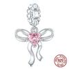 925 Silver Red Heart & Mum Dangle Love Forever Charm Fit 4MM Hole Diamete Bracelet DIY Jewelry for Women Bracelet Beads